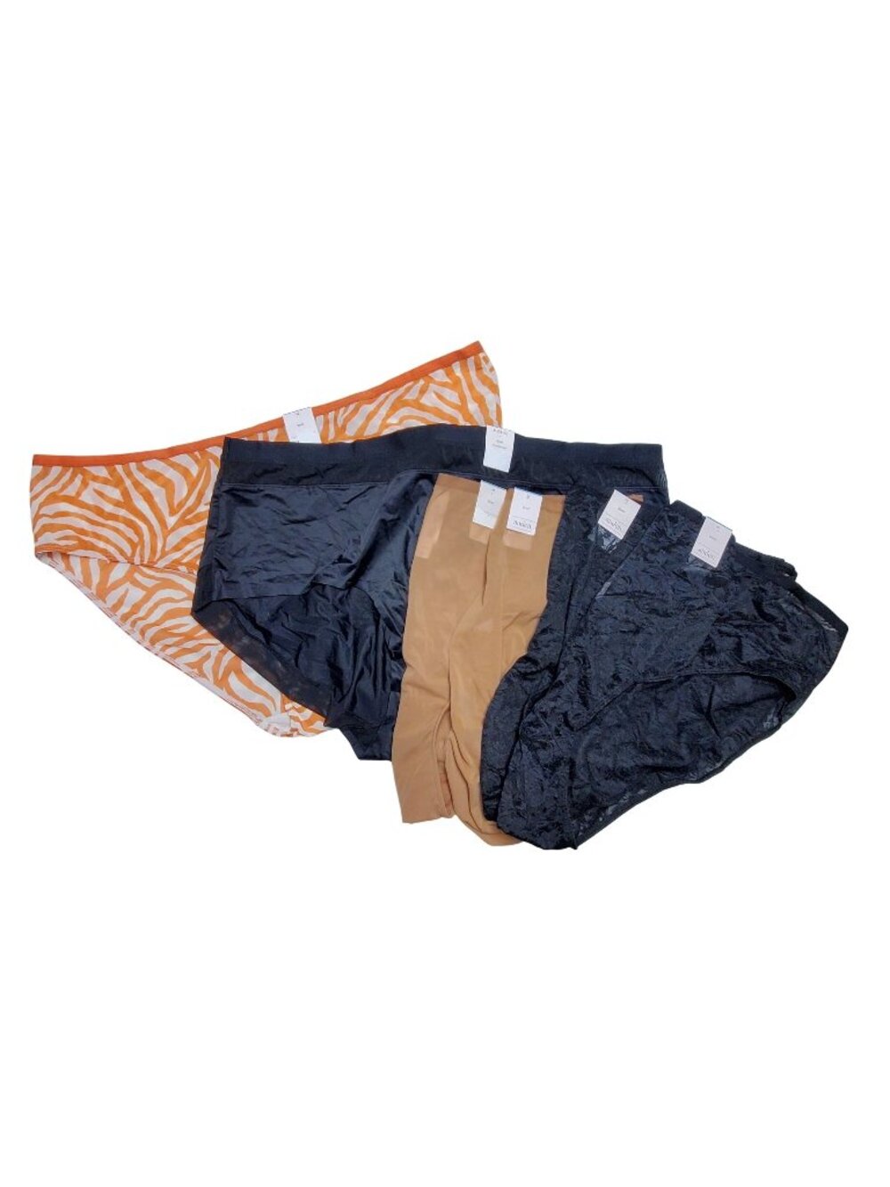 Womens Auden 4X Briefs Bundle Of 6 - Black Lace Tan Black & Animal Prints